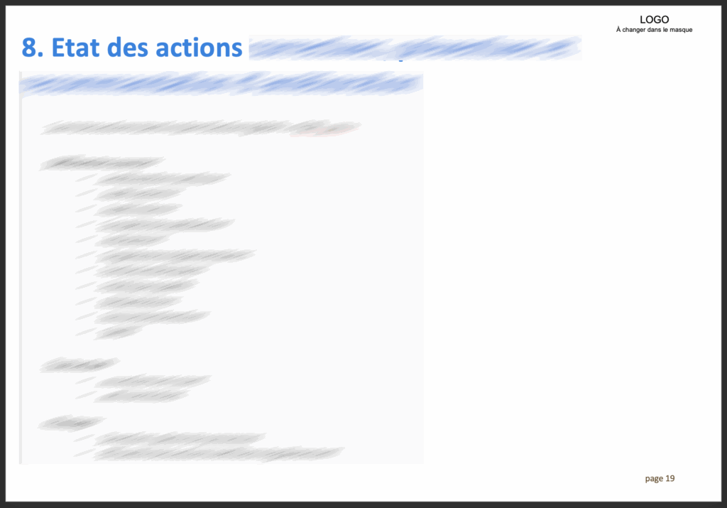 Etat des actions correctives