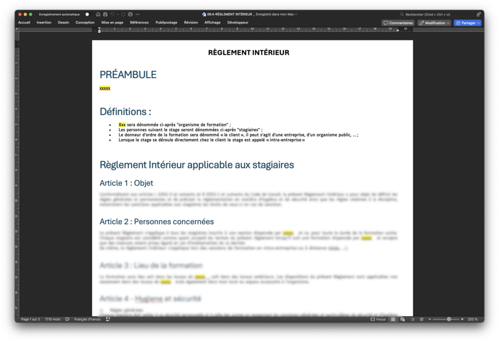 Kit Qualiopi Pack règlement intérieur RIS