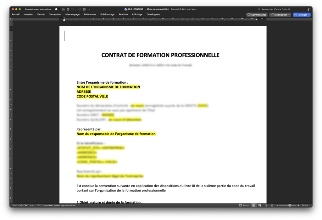Kit Qualiopi Pack contrat de formation